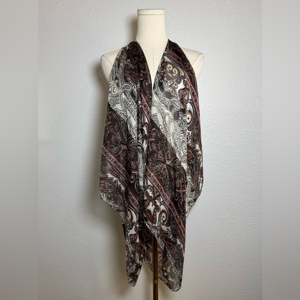 Subtle Luxury Bohemian Paisley Print Scarf Vest One Size